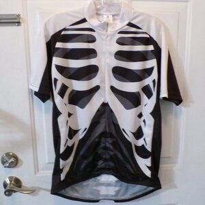 WOLF BIKE MEN'S SHORT SLEEVE 3/4 ZIPPERED SKELETON CYCLING JERSEY